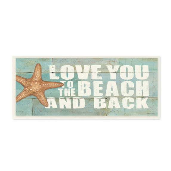 The Stupell Home Decor Collection Love You To The Beach And Back Starfish Bricks Wall Plaque Art, 7 x 0.5 x 17