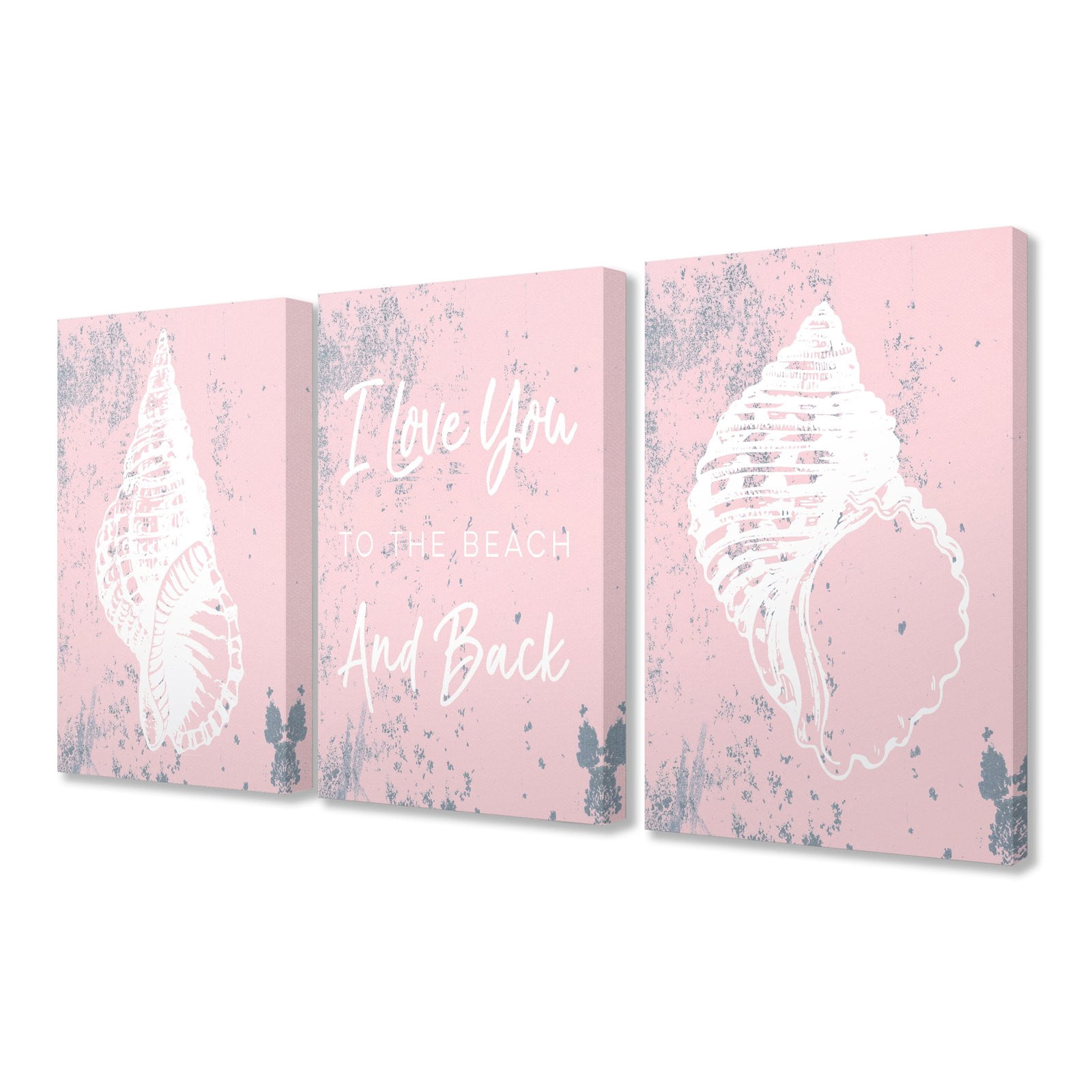 The Stupell Home Decor Collection Love You To The Beach Pink Shells 3pc Wall Plaque Art Set, 3pc, each 10 x 0.5 x 15