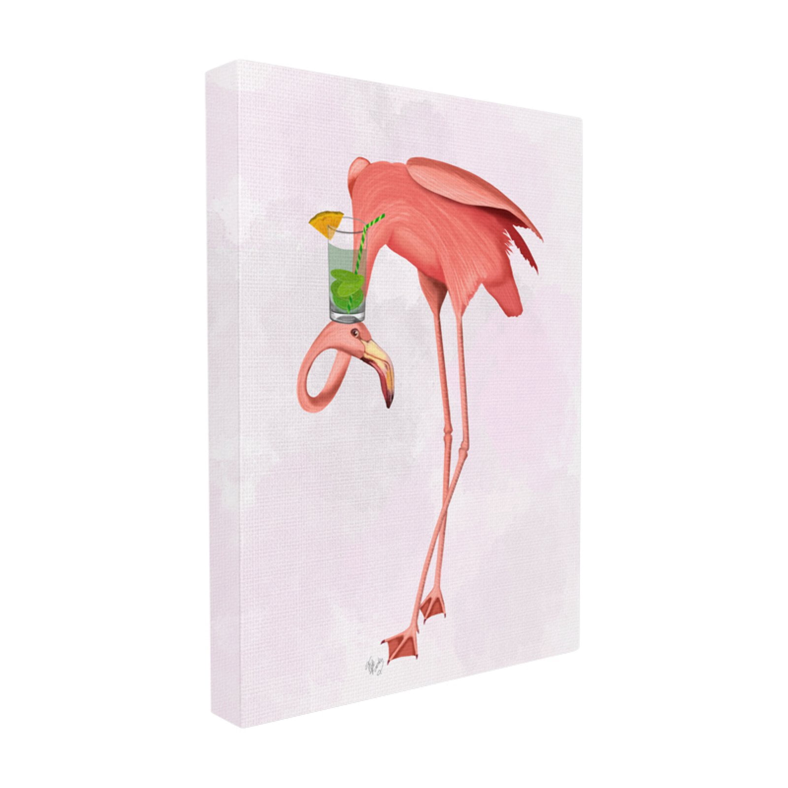 The Stupell Home Decor Collection Luau Tipsy Turvy Pink Flamingo and Cocktail Oversized Framed Giclee Texturized Art, 16 x 1.5 x 20