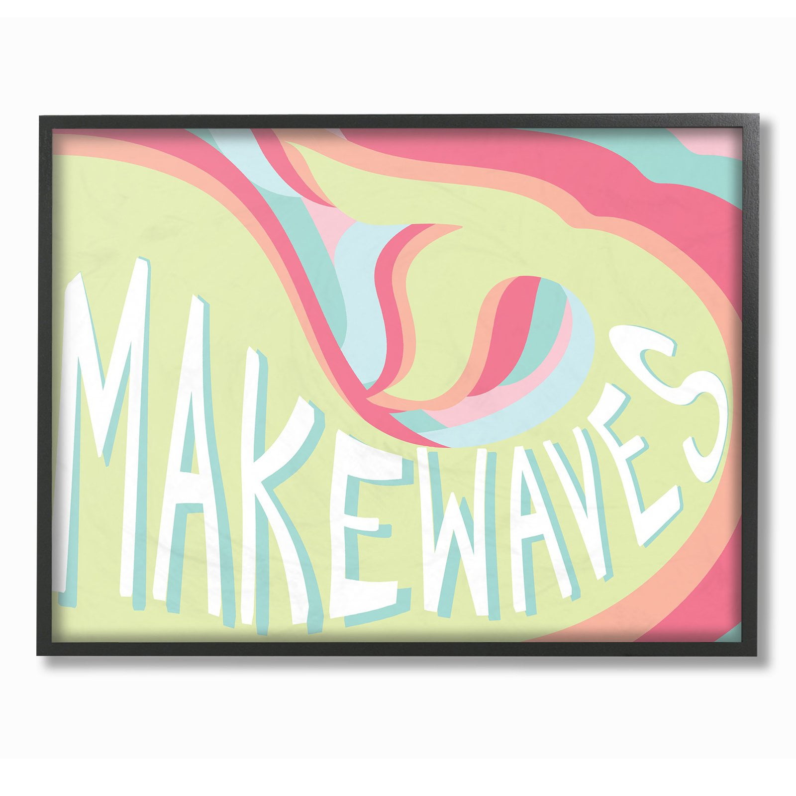 The Kids Room by Stupell Make Waves Groovy Mermaid Typography Framed Giclee Texturized Art, 11 x 1.5 x 14