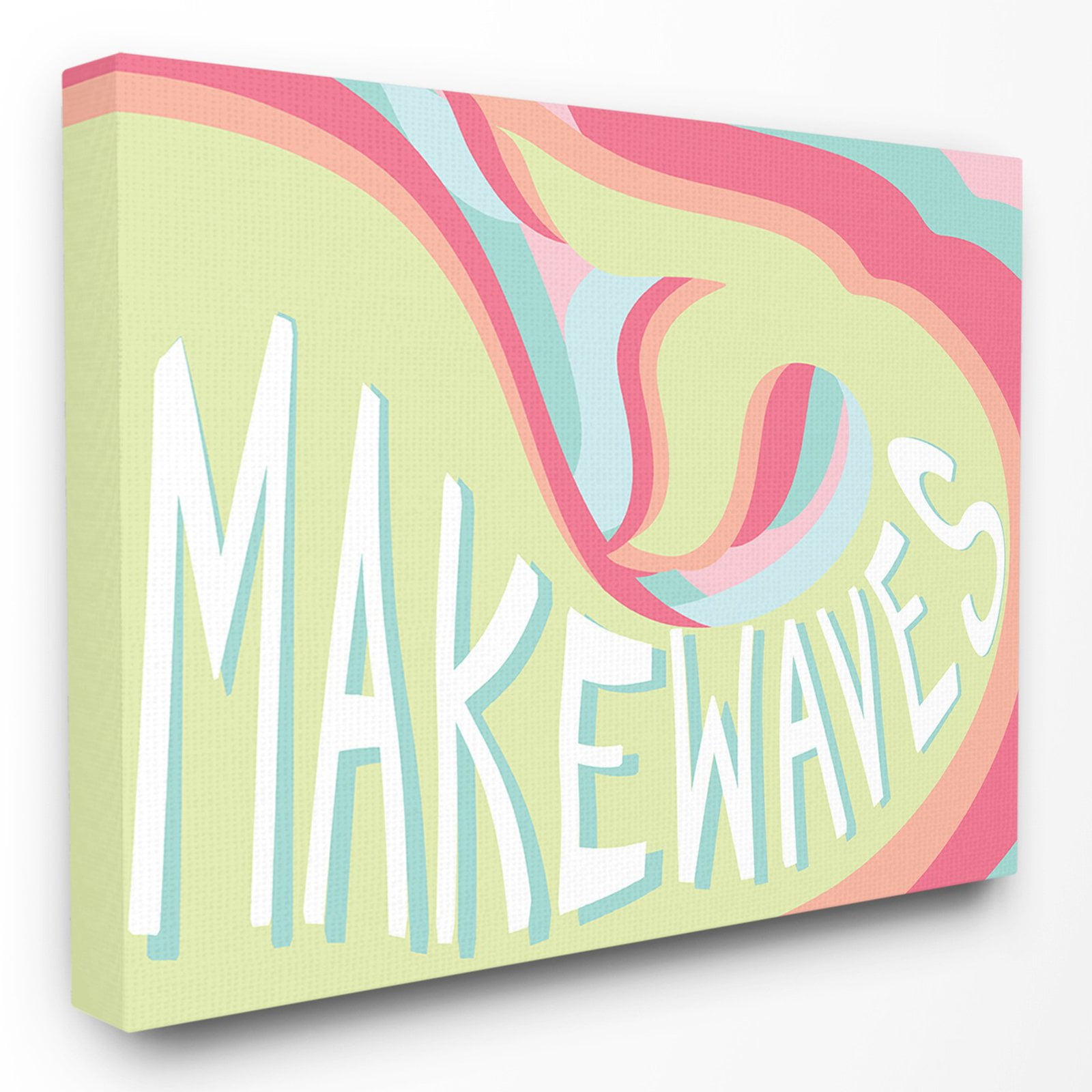 the kids room by stupell make waves groovy mermaid typography stretched canvas wall art, 30 x 1.5 x 40