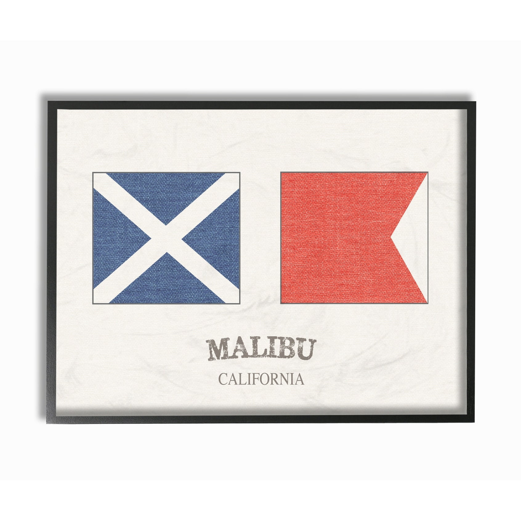 Stupell  Malibu Nautical Flags Framed Giclee Texturized Art 11 x 14