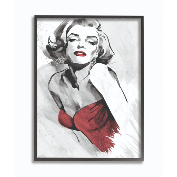 The Stupell Home Decor Collection Marilyn Monroe Ink Figure Illustration Framed Giclee Texturized Art