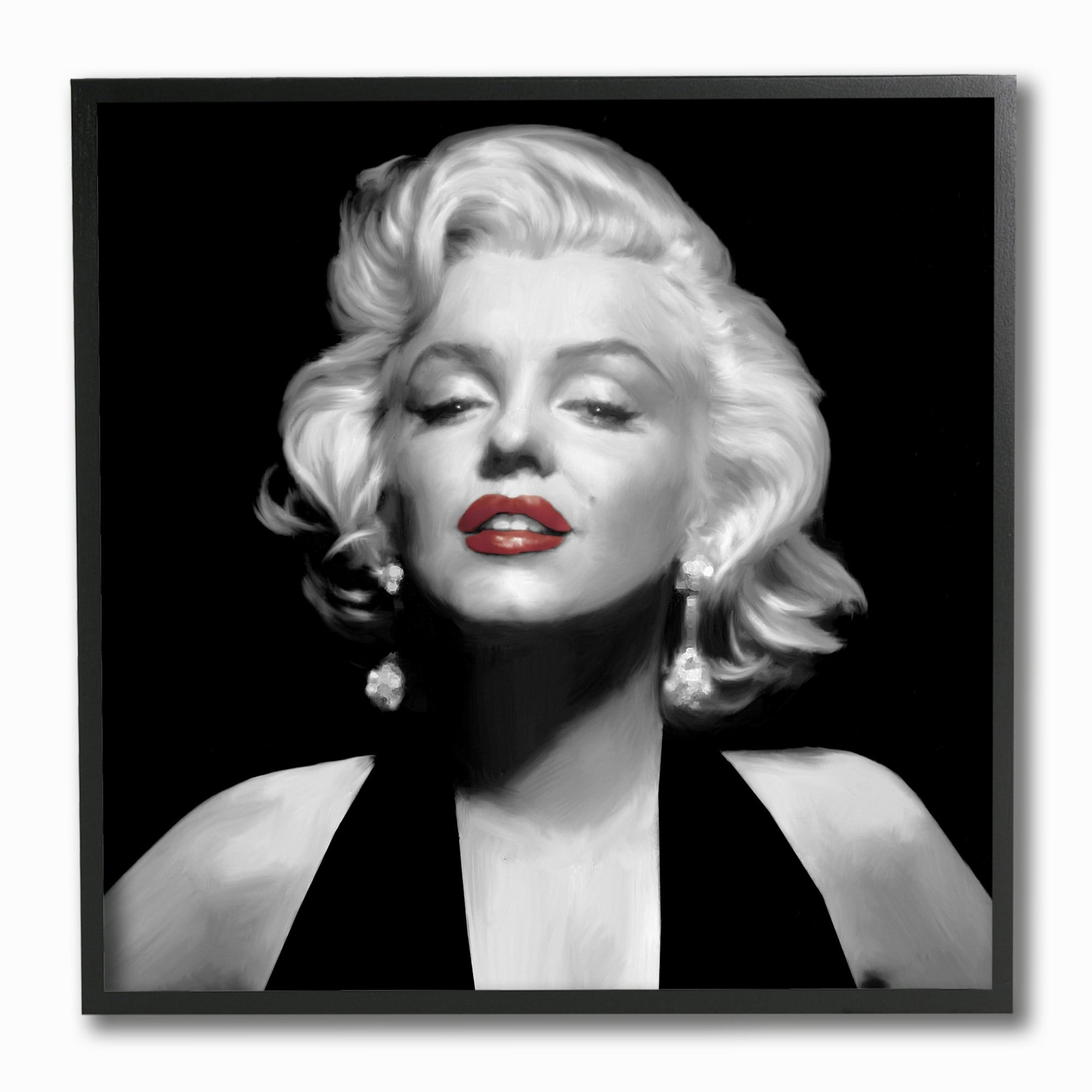 The Stupell Home Decor Collection Marilyn Red Lips Illustration Framed Giclee Texturized Art, 12 x 1.5 x 12