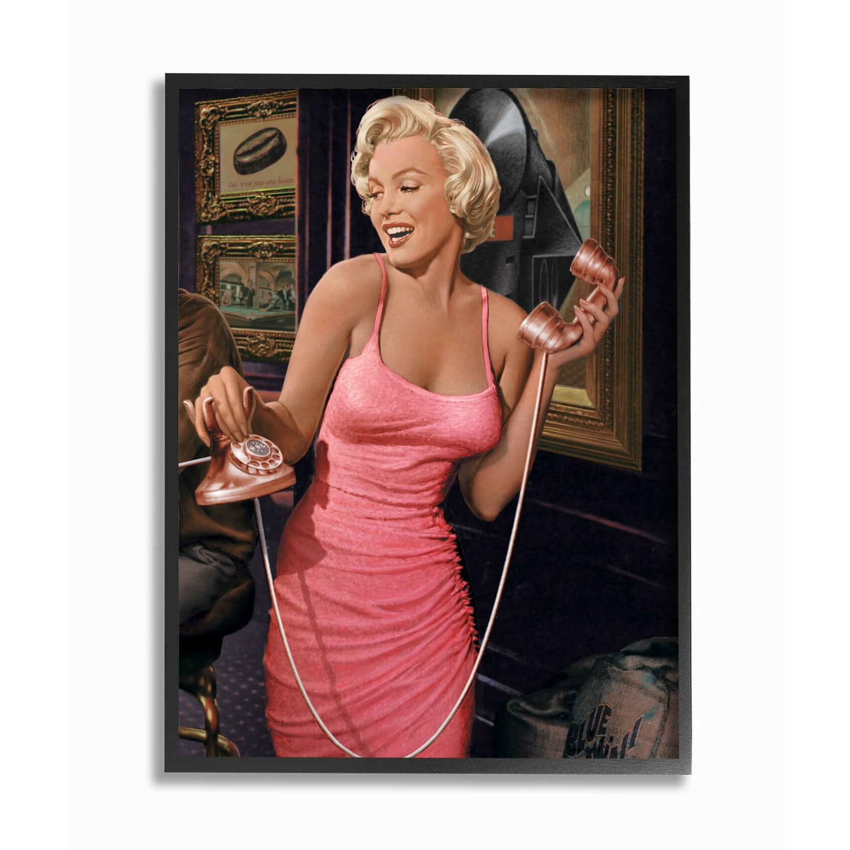 The Stupell Home Decor Collection Marilyn's Call Glam Fashion Illustration Framed Giclee Texturized Art, 11 x 1.5 x 14