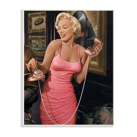 The Stupell Home Decor Collection Marilyn's Call Glam Fashion Illustration Oversized Wall Plaque Art, 12.5 x 0.5 x 18.5