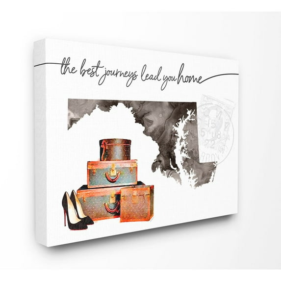 The Stupell Home Decor Collection Maryland State The Best Journeys Lead You Home Fashion Shoes and Luggage Illustration Canvas Wall Art