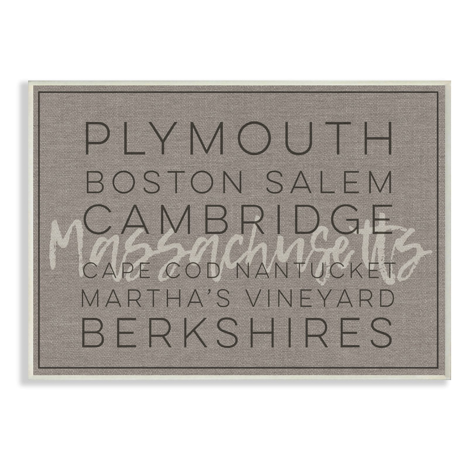 The Stupell Home Decor Collection Massachusetts Berkshires Boston Salem Typography Wall Plaque