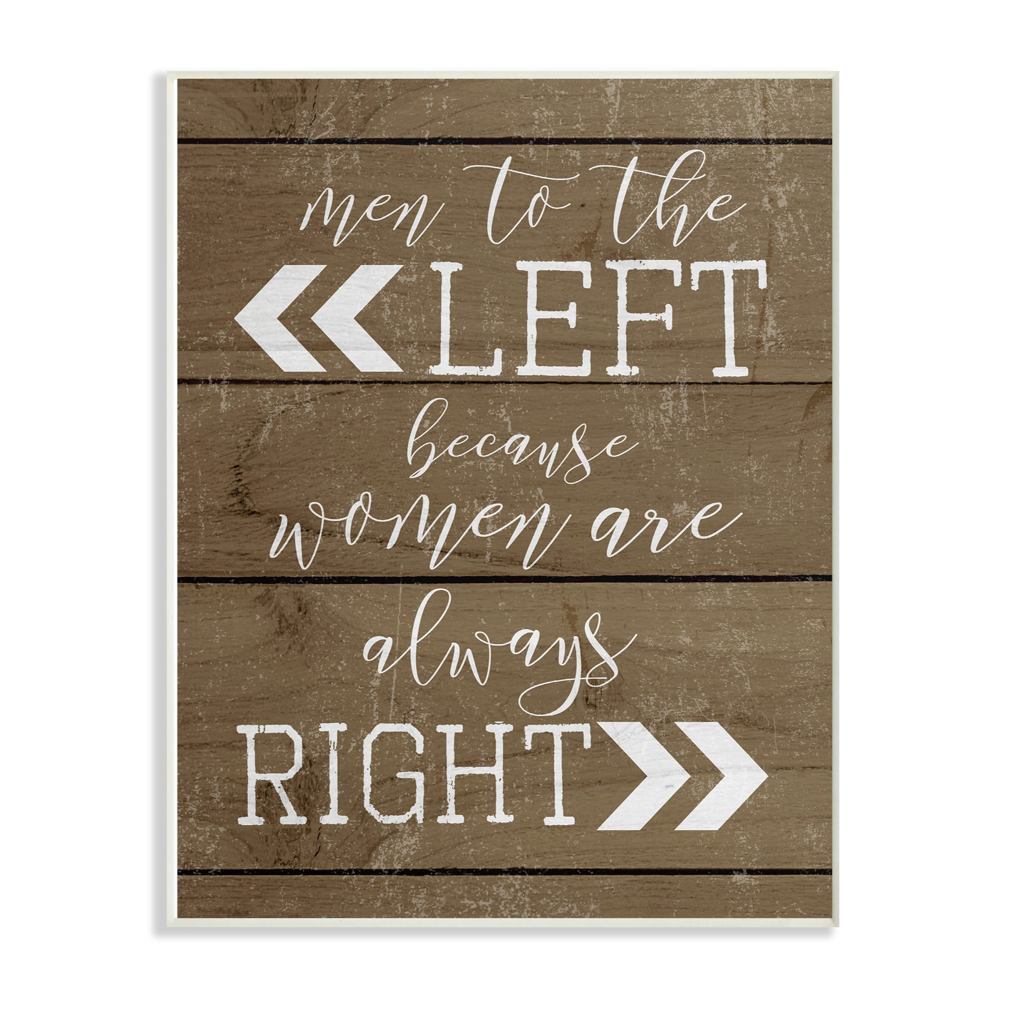 The Stupell Home Decor Collection Men Left Because Women Are Right Planked Look Wall Plaque Art, 10 x 0.5 x 15