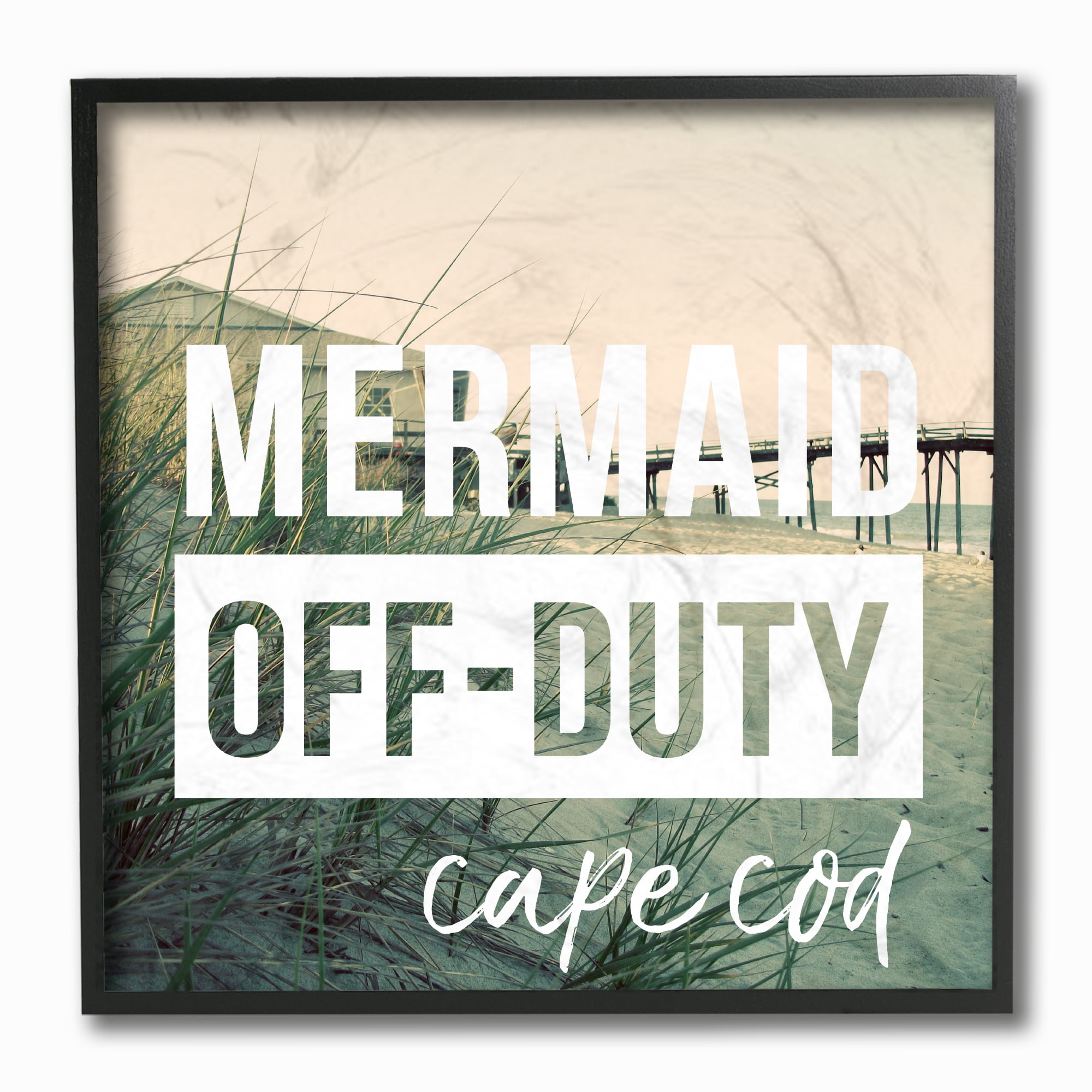 The Stupell Home Decor Collection Mermaid Off Duty Cape Cod Framed Giclee Texturized Art