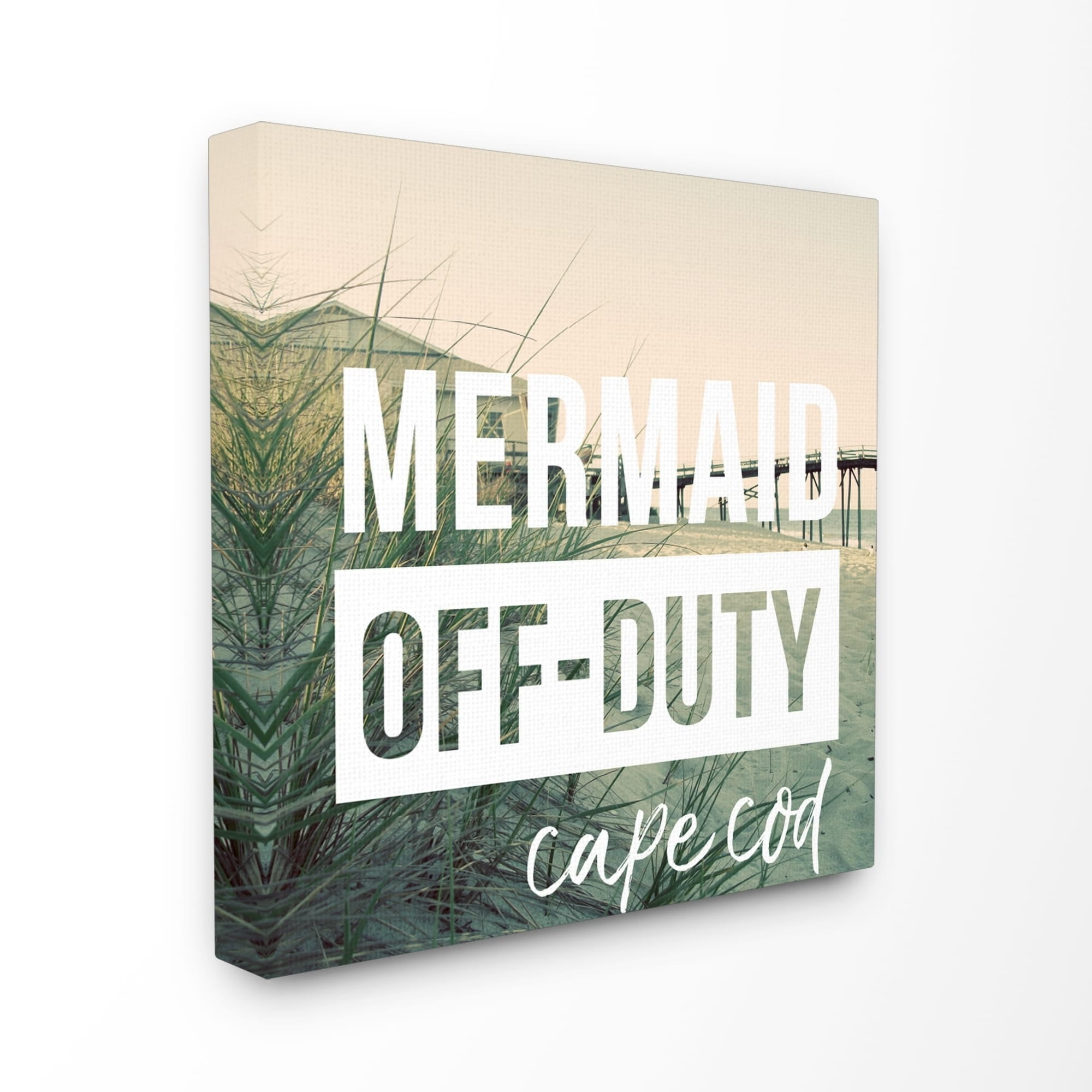 The Stupell Home Decor Collection Mermaid Off Duty Cape Cod Stretched Canvas Wall Art