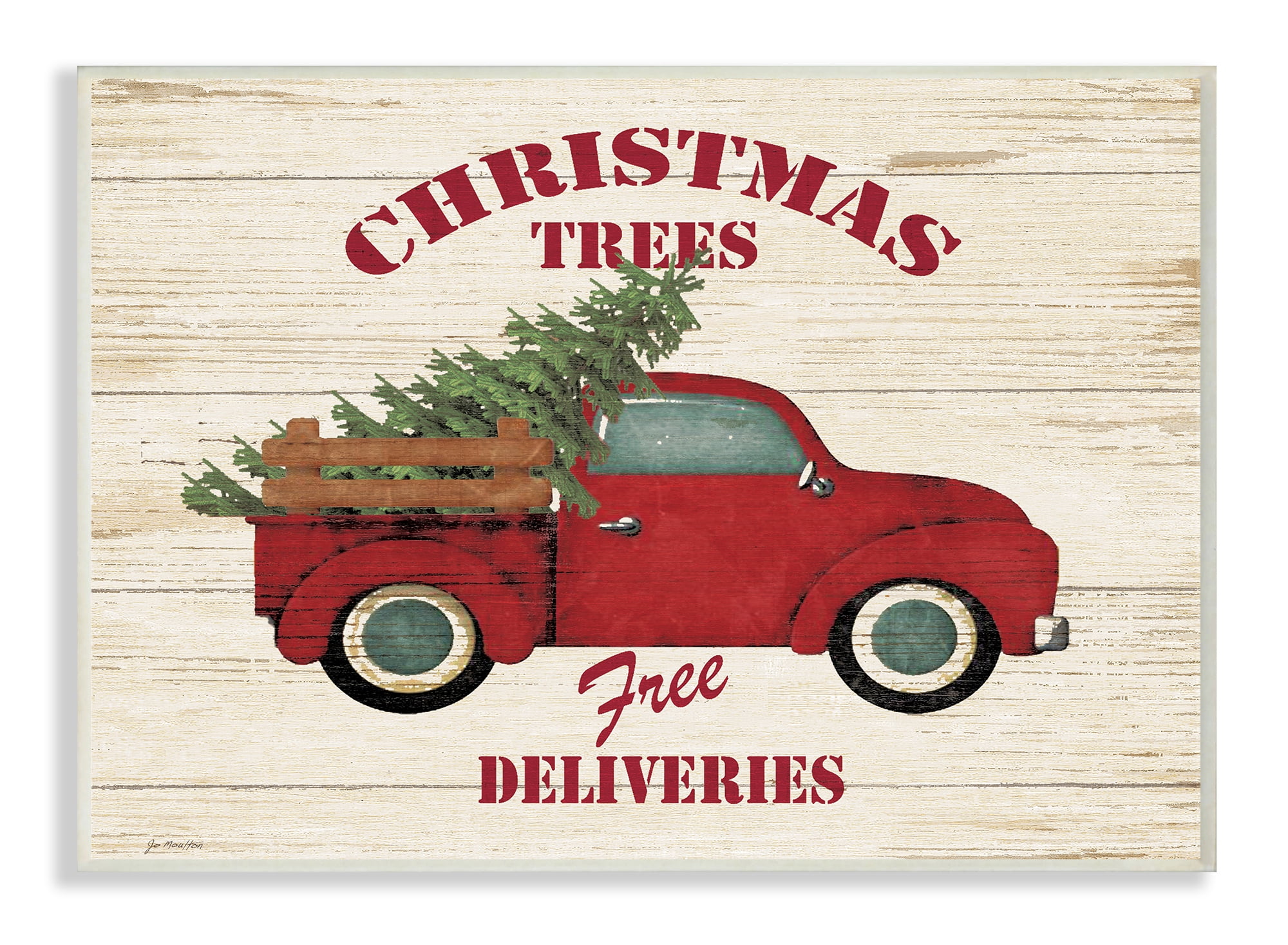 The Stupell Home Decor Collection Merry Christmas Vintage Tree Truck Wall Plaque Art