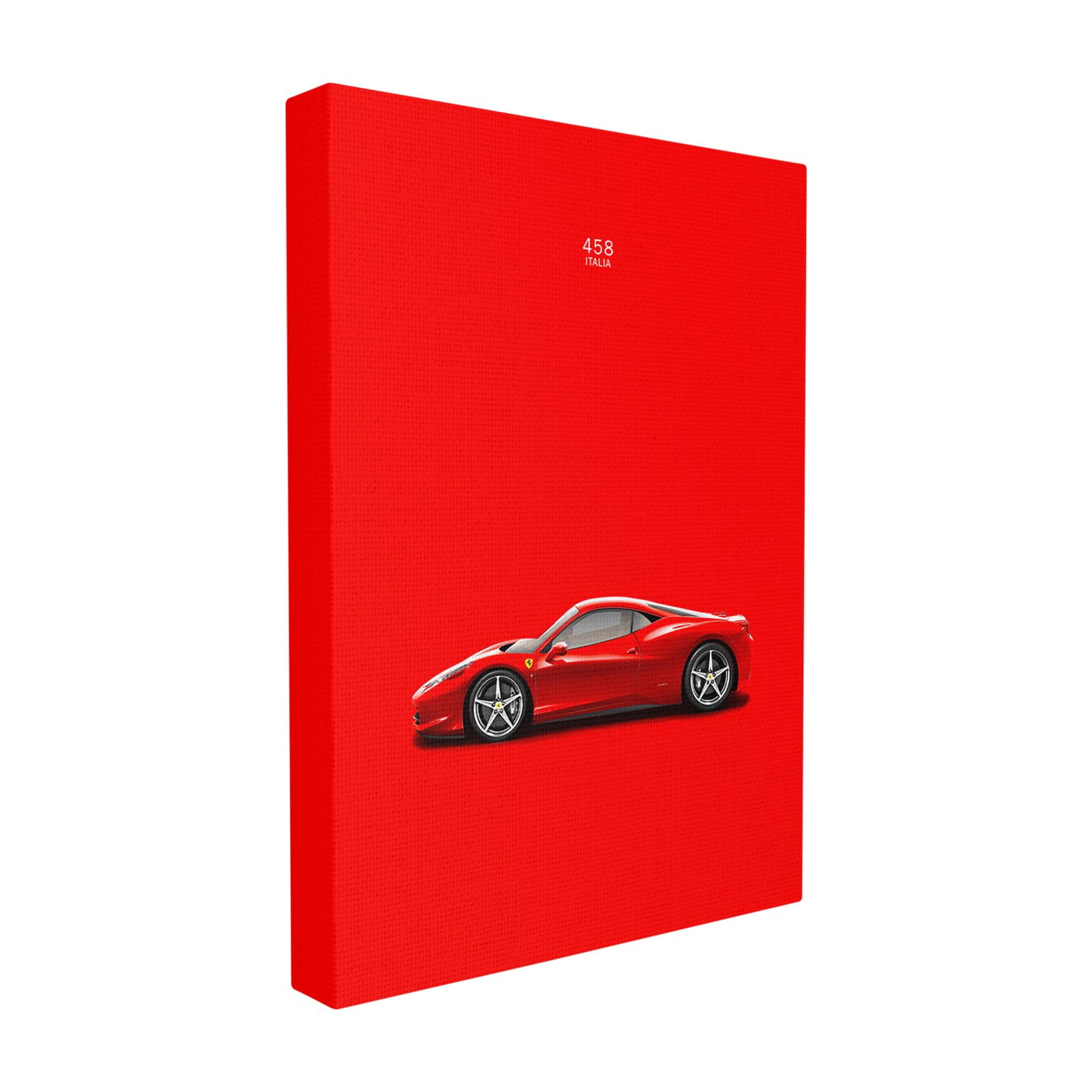 The Stupell Home Decor Collection Minimal Bright Bold and Shiny 458 Italia Red Car Poster Oversized Stretched Canvas Wall Art, 24 x 1.5 x 30