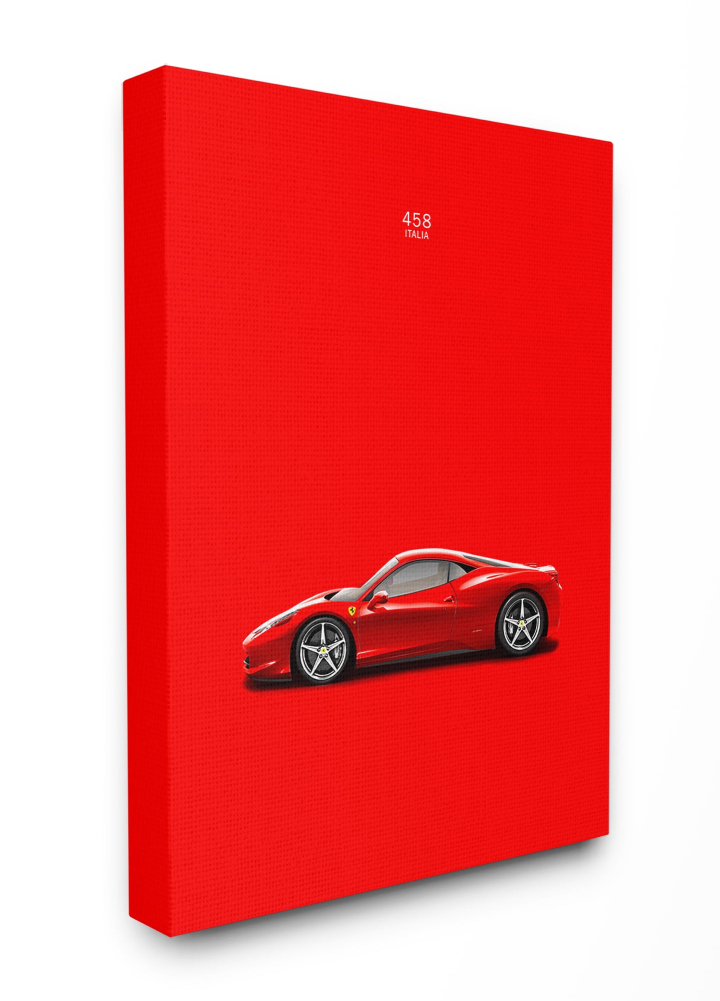 The Stupell Home Decor Collection Minimal Bright Bold and Shiny 458 Italia Red Car Poster XXL Stretched Canvas Wall Art, 30 x 1.5 x 40