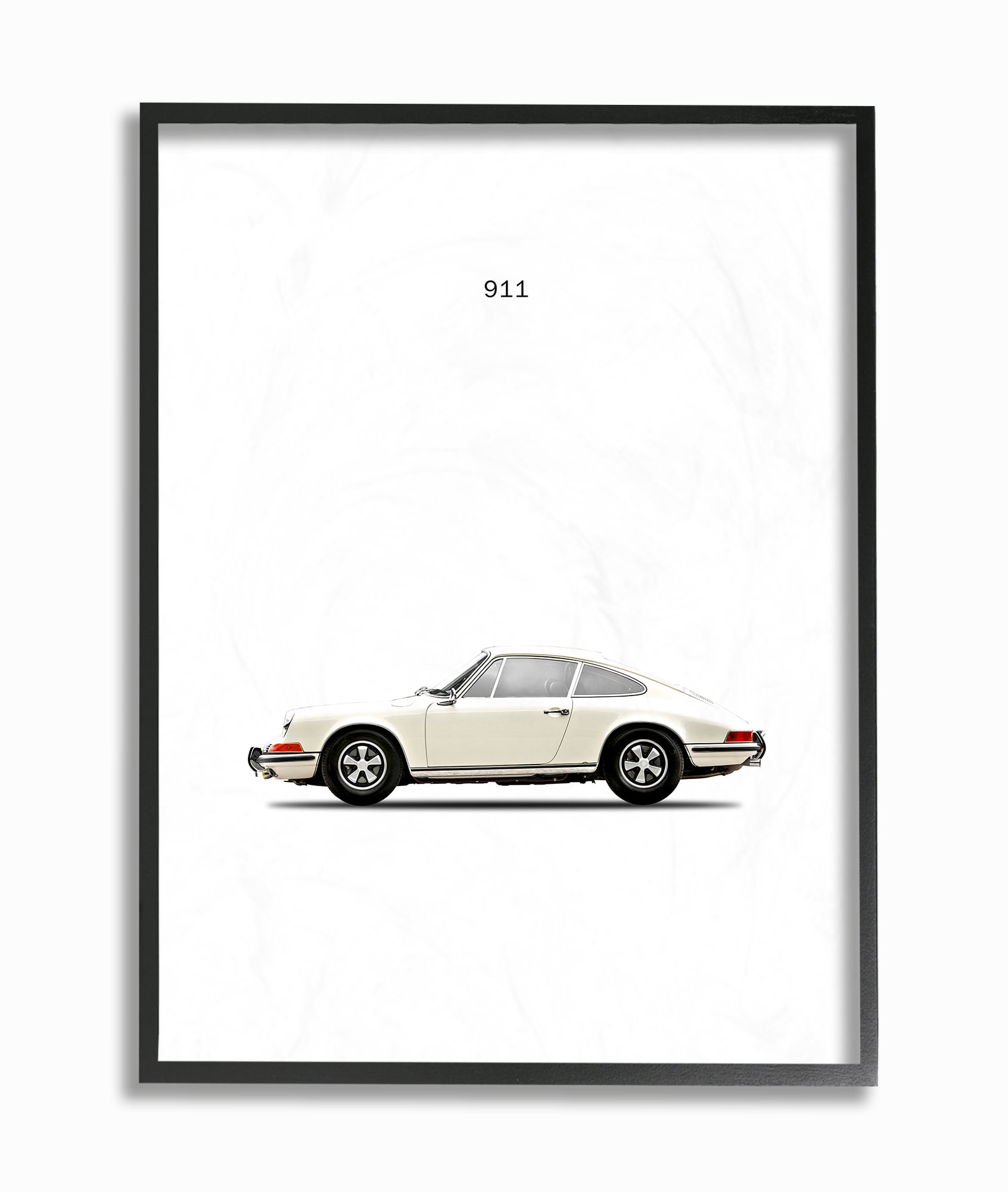 The Stupell Home Decor Collection Minimal Minimal Bold Whiteout 911 White Car Poster Framed Giclee Texturized Art, 11 x 1.5 x 14