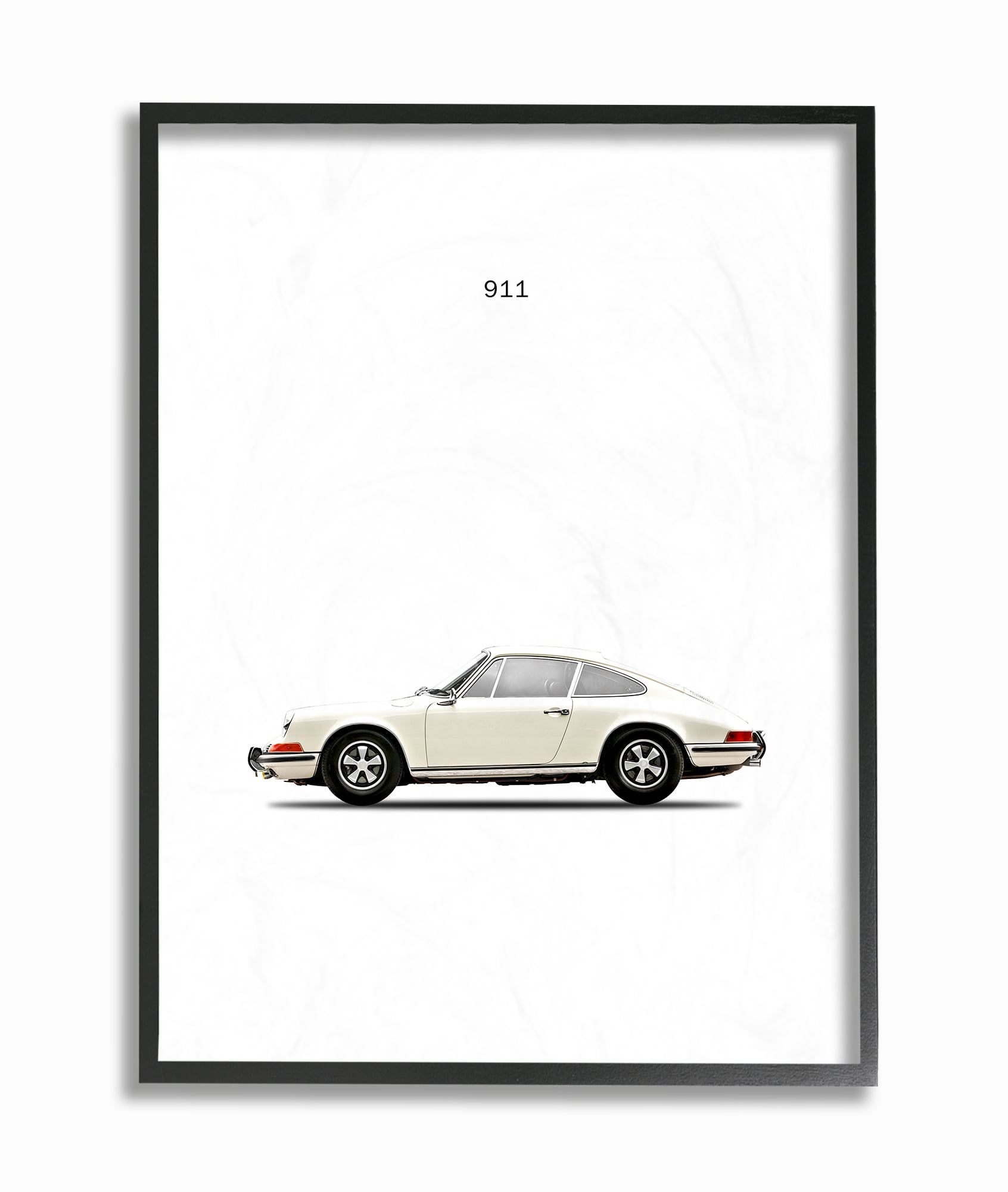 The Stupell Home Decor Collection Minimal Minimal Bold Whiteout 911 White Car Poster Oversized Framed Giclee Texturized Art, 16 x 1.5 x 20