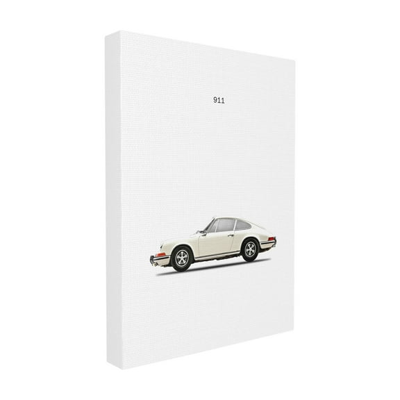 The Stupell Home Decor Collection Minimal Minimal Bold Whiteout 911 White Car Poster Stretched Canvas Wall Art, 16 x 1.5 x 20