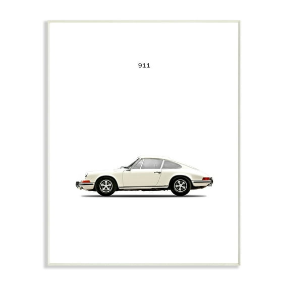 The Stupell Home Decor Collection Minimal Minimal Bold Whiteout 911 White Car Poster Wall Plaque Art, 10 x 0.5 x 15
