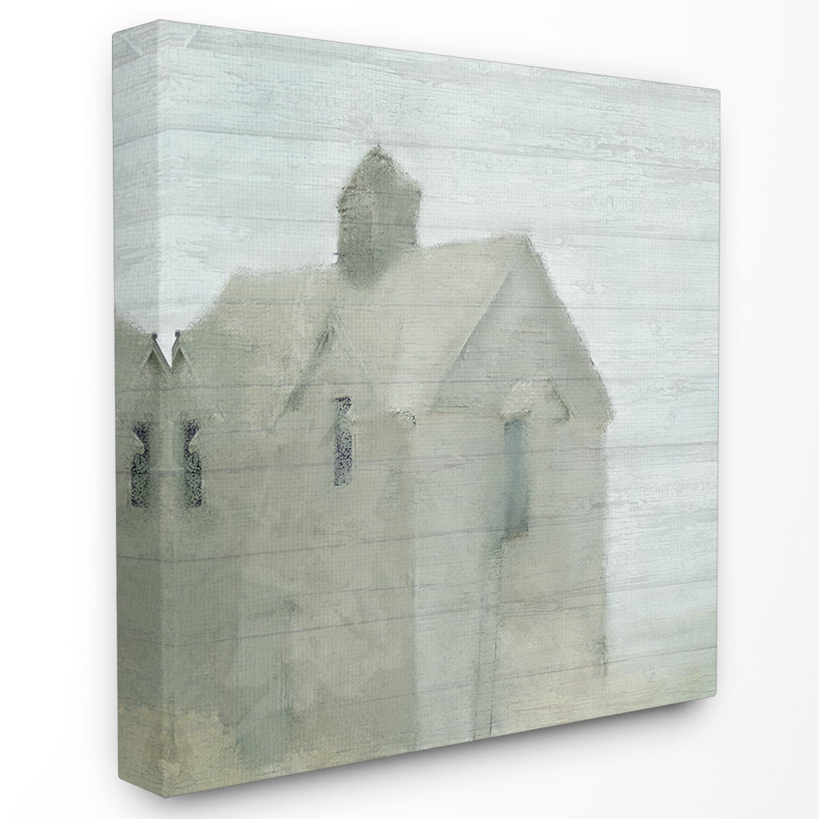 the stupell home decor collection misty morning farmhouse painting wall plaque art, 12 x 0.5 x 12