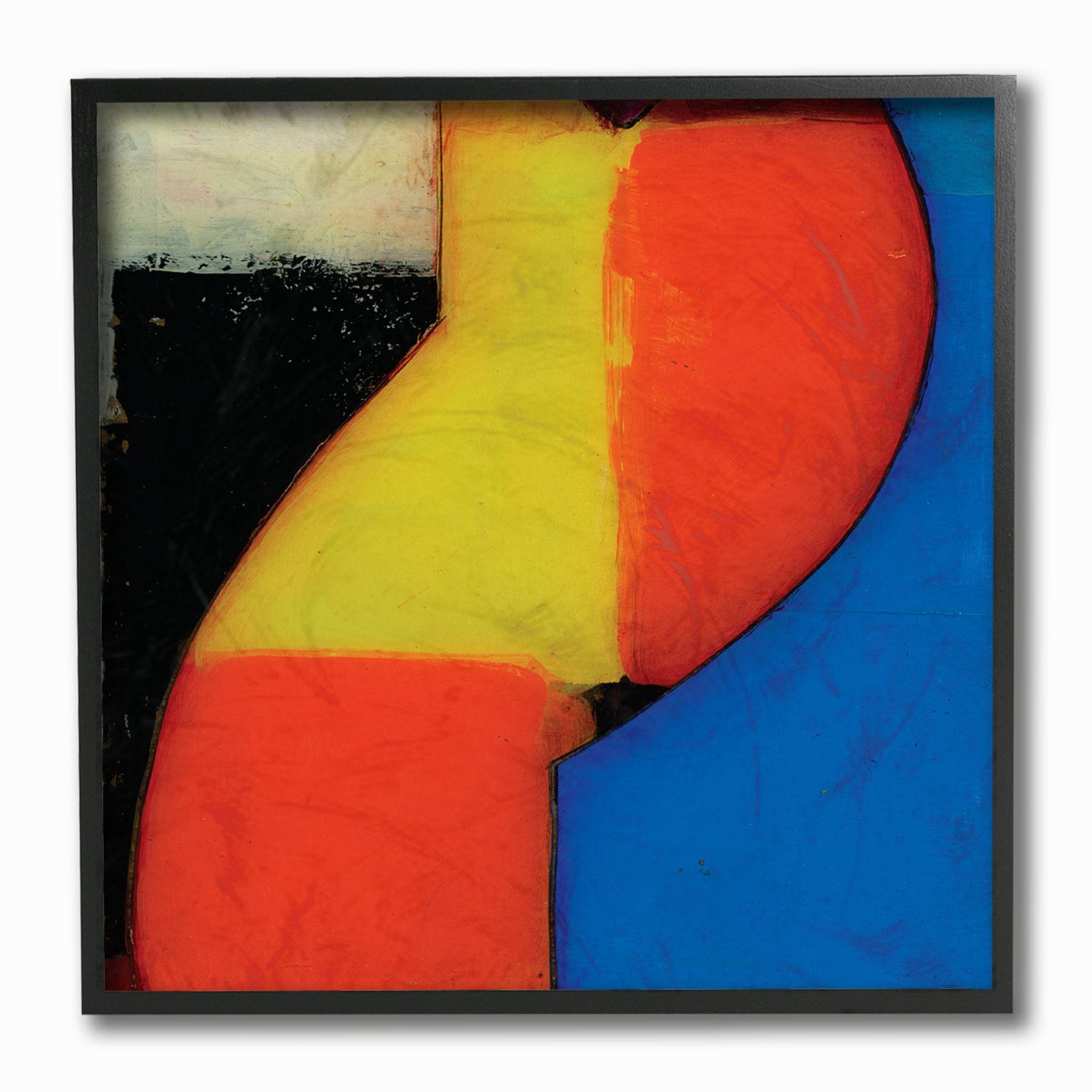 The Stupell Home Decor Collection Modern Zig Zag Blue and Black Framed Giclee Texturized Art