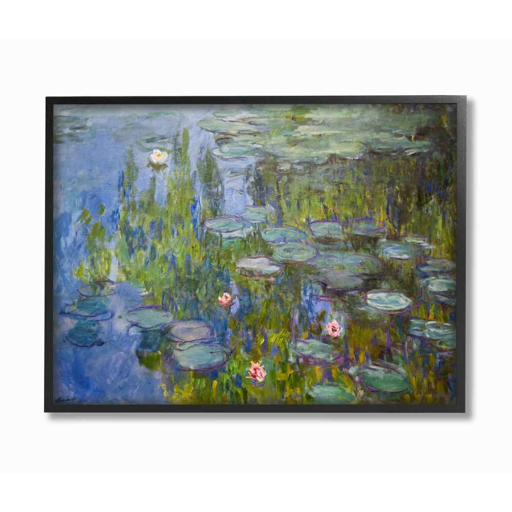 The Stupell Home Decor Collection Monet Impressionist Lilly Pad Pond Painting Framed Giclee Texturized Art