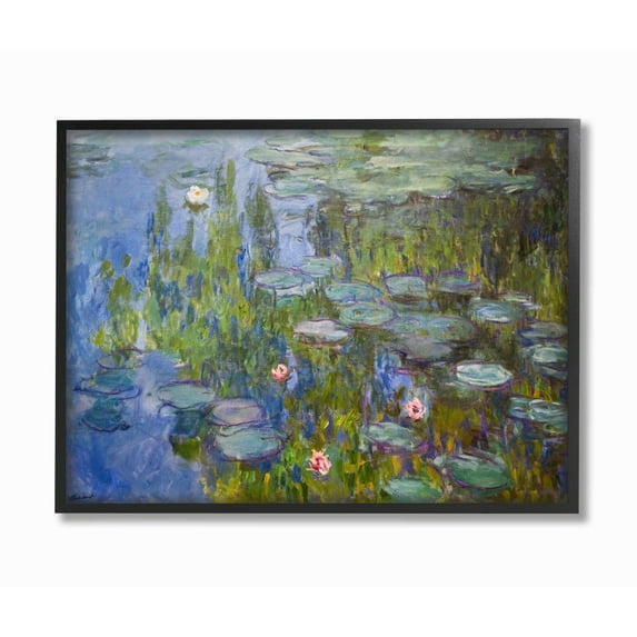 The Stupell Home Decor Collection Monet Impressionist Lilly Pad Pond Painting Framed Giclee Texturized Art