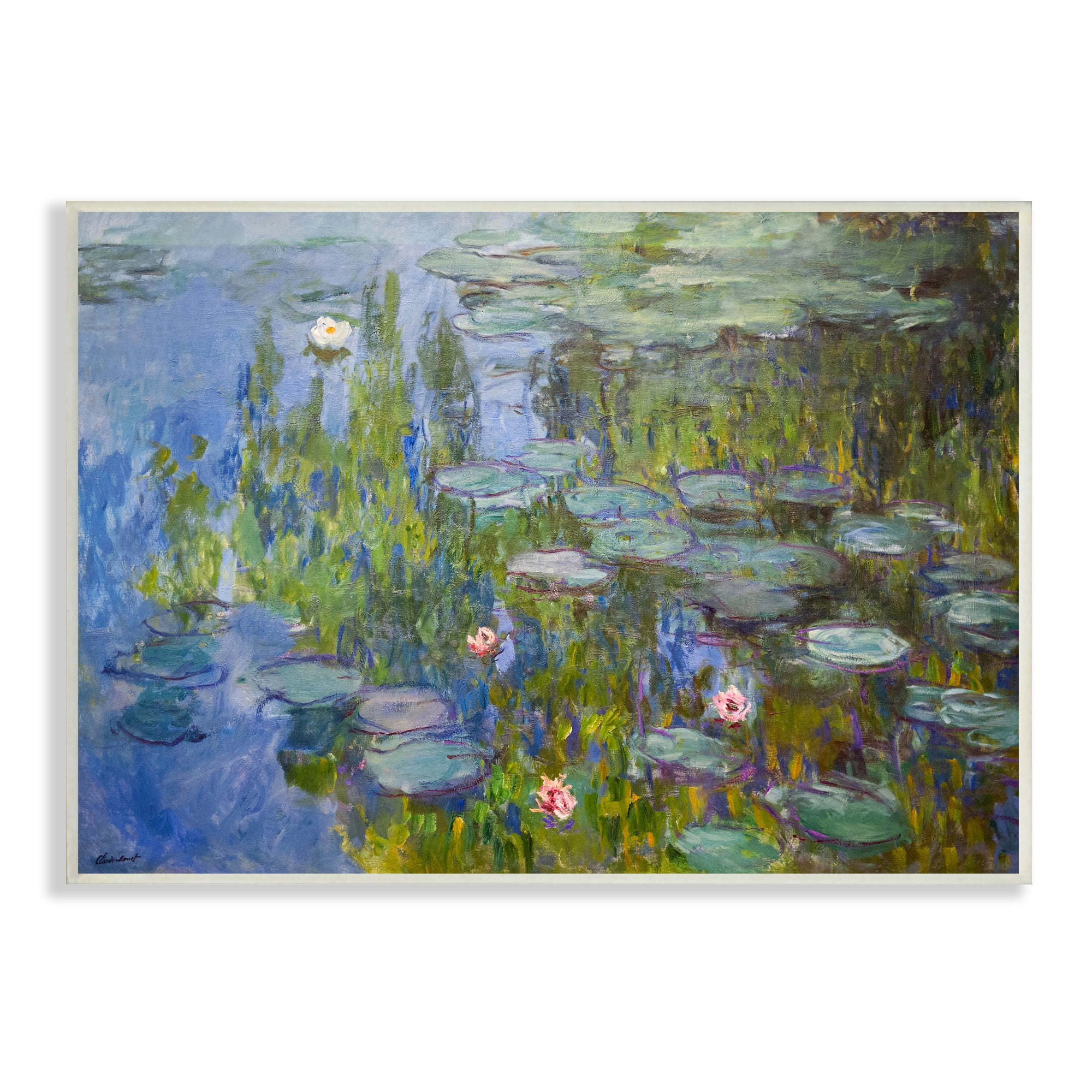 Monet Impressionist Lily Pad Pond 12x18 Wood Wall Art