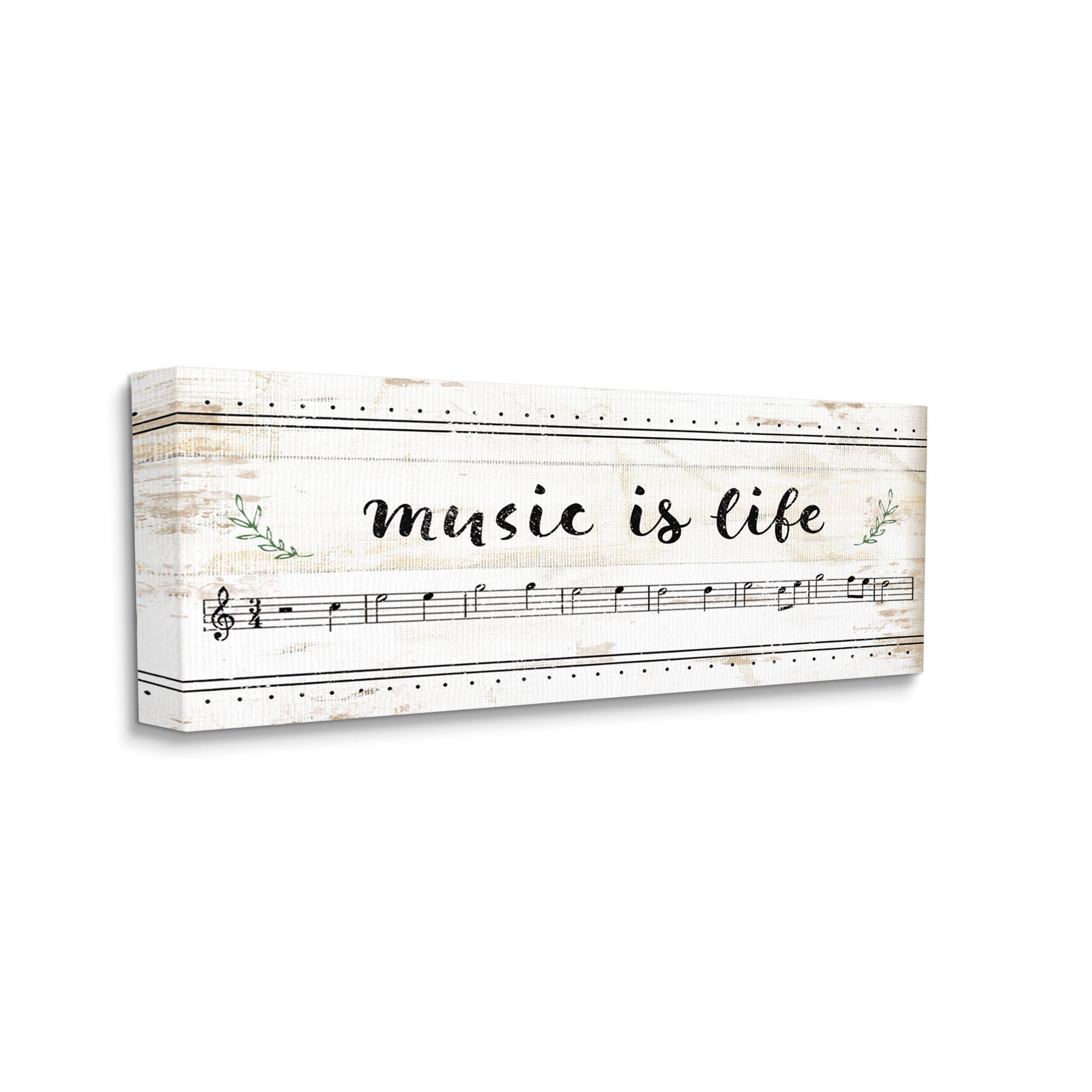 The Stupell Home Decor Collection Music Is Life Composition Paper with Black and White Notes Stretched Canvas Wall Art, 10 x 1.5 x 24