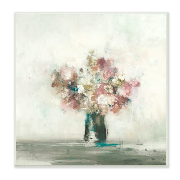 Stupell Industries Muted Subtle Pink Flowers in a Vase Painting Floral & Botanical Painting Unframed Art Print Wall Art, 12 x 12