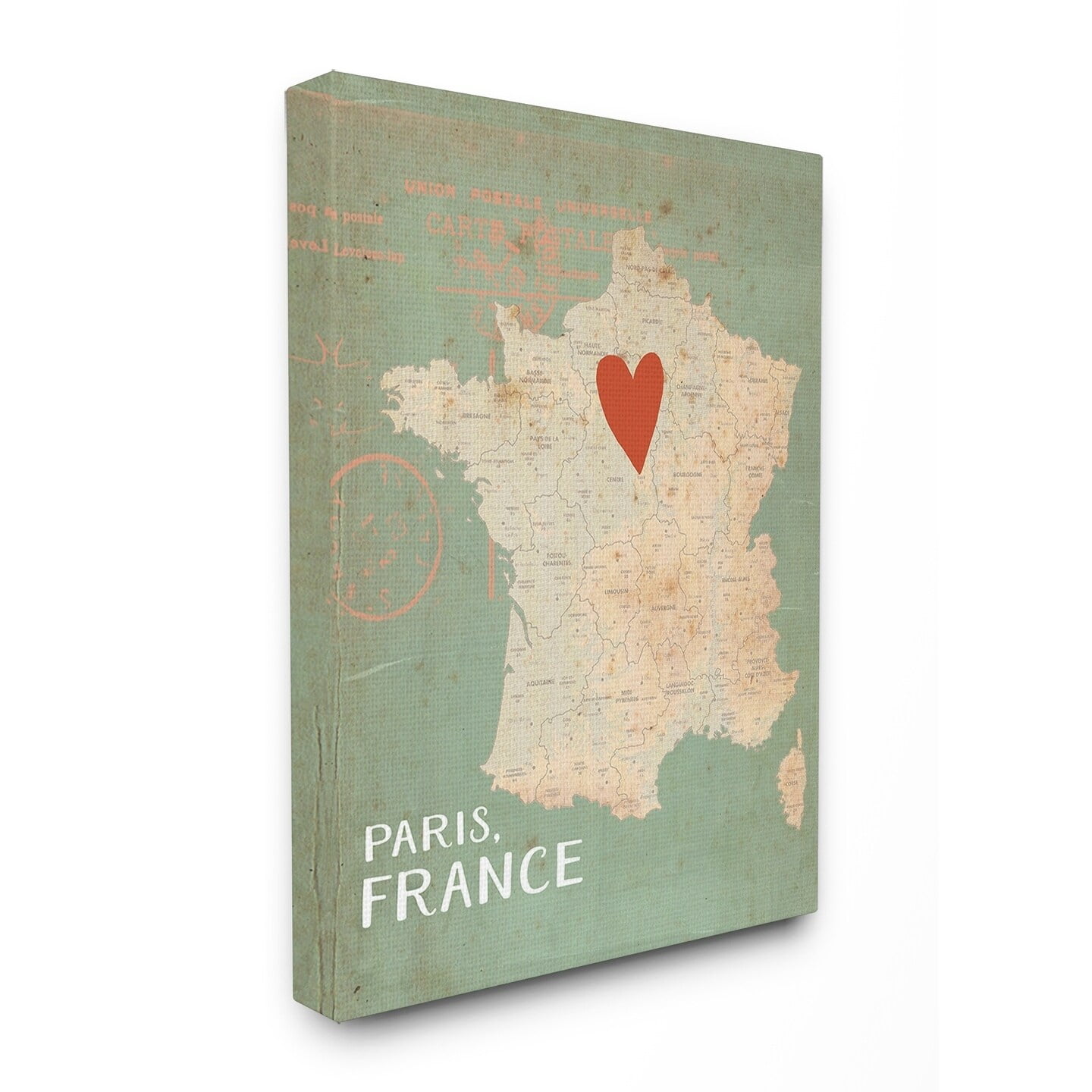 The Stupell Home Decor Collection My Heart is in Paris Map Canvas Wall Art