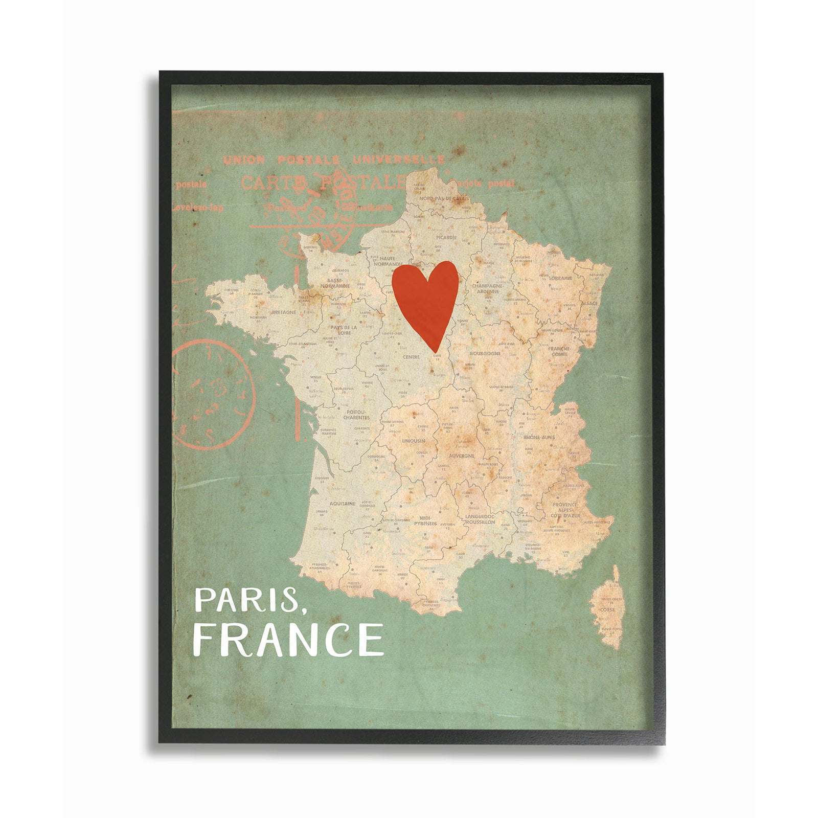 The Stupell Home Decor Collection My Heart is in Paris Map Canvas Wall Art