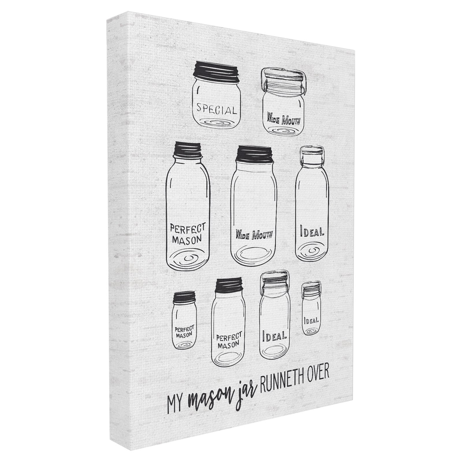 The Stupell Home Decor Collection My Mason Jar Runneth Over Illustrations Subtle Birch Typography XXL Stretched Canvas Wall Art, 30 x 1.5 x 40