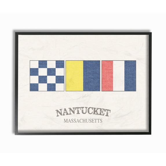 Stupell Nantucket Nautical Flags Framed Giclee Texturized Art 16 x 20