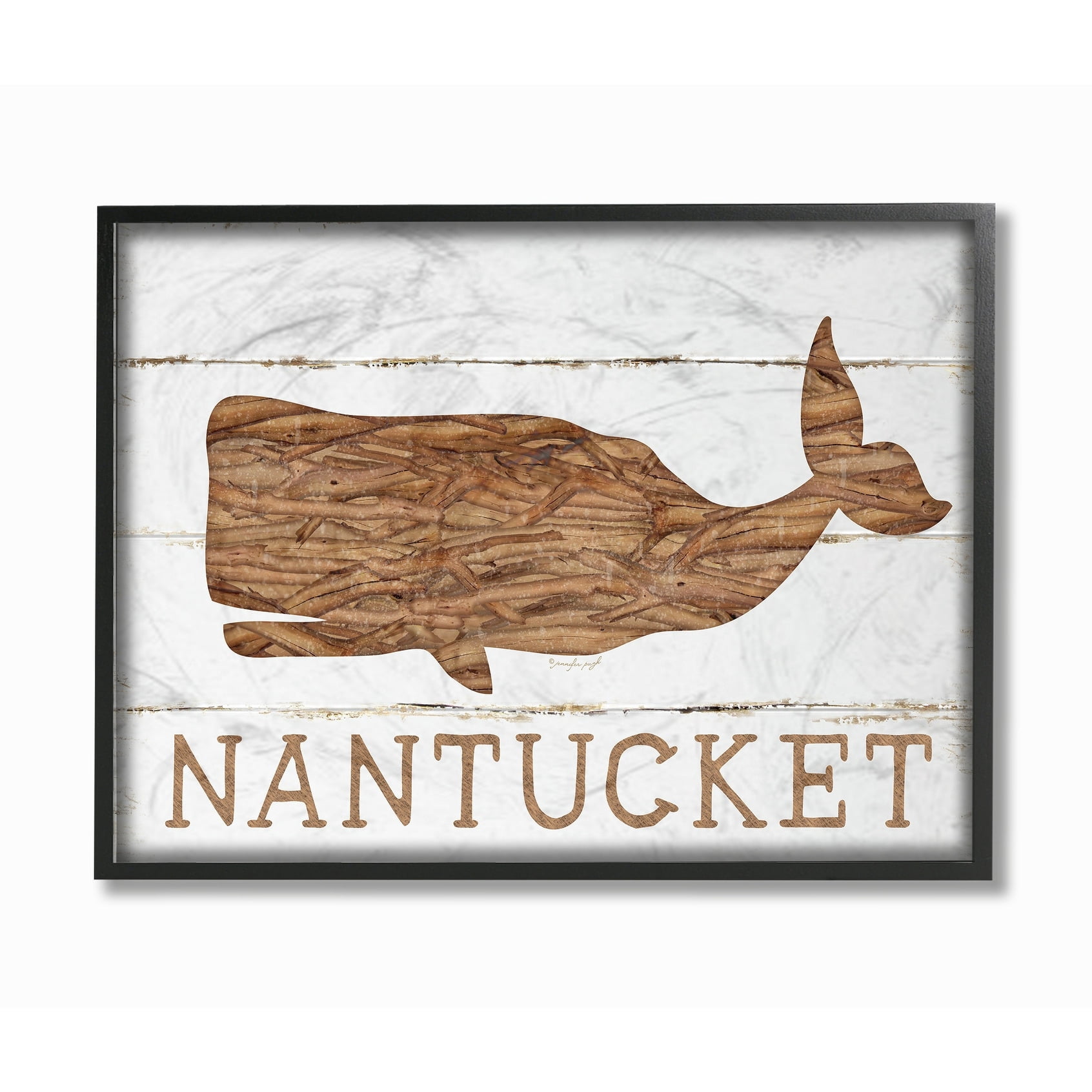 The Stupell Home Decor Collection Nantucket Whale Framed Giclee Texturized Art