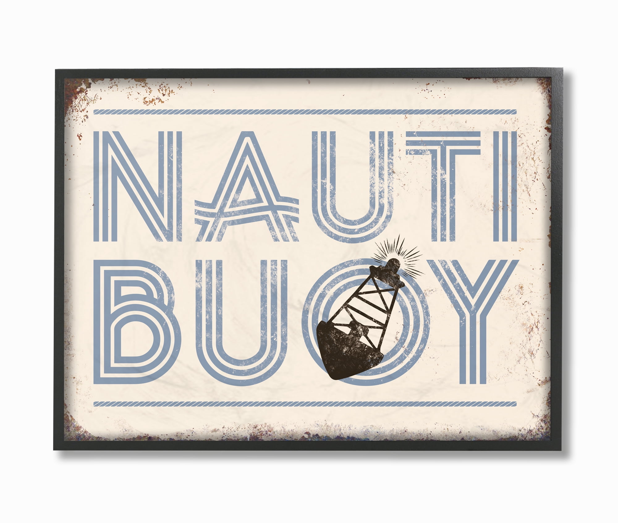 The Stupell Home Decor Collection Nauti Buoy Funny Ocean Beach Typography Oversized Framed Giclee Texturized Art, 16 x 1.5 x 20