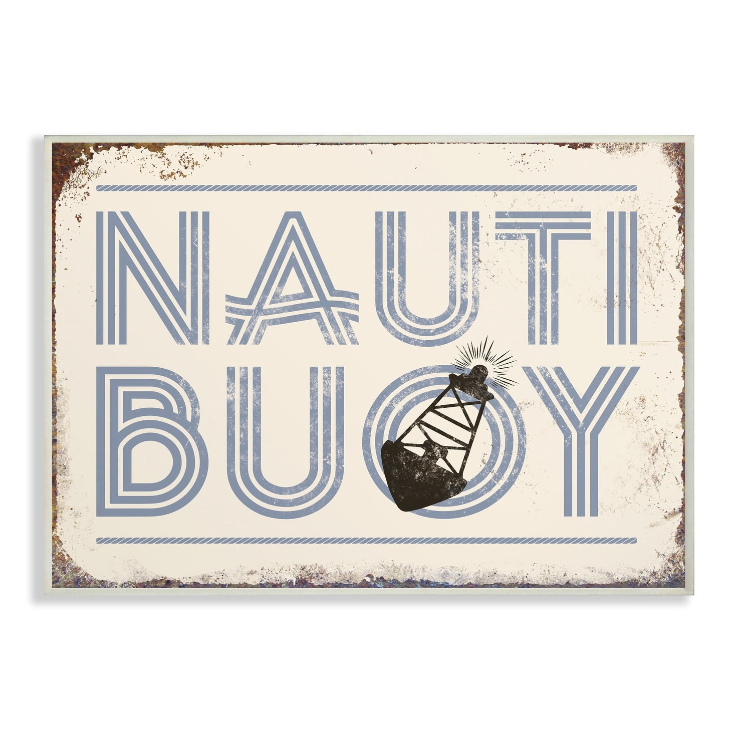 The Stupell Home Decor Collection Nauti Buoy Funny Ocean Beach Typography Oversized Wall Plaque Art, 12.5 x 0.5 x 18.5