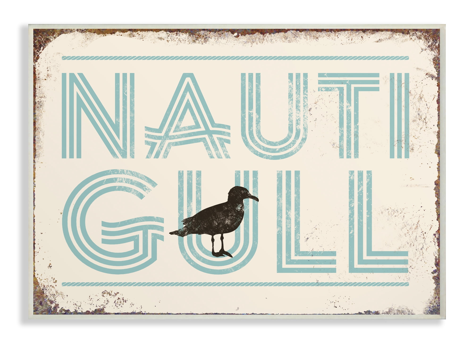 The Stupell Home Decor Collection Nauti Gull Funny Ocean Beach Typography Oversized Wall Plaque Art, 12.5 x 0.5 x 18.5