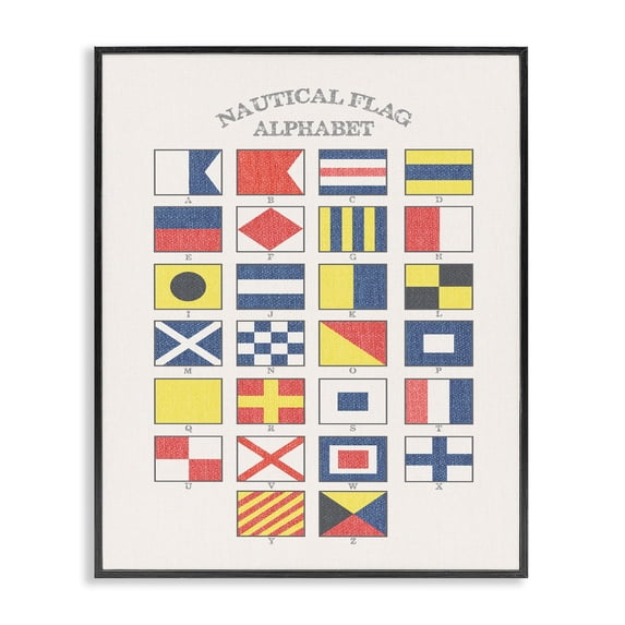 The Stupell Home Decor Collection Nautical Flag Alphabet Oversized Framed Giclee Texturized Art, 16 x 1.5 x 20