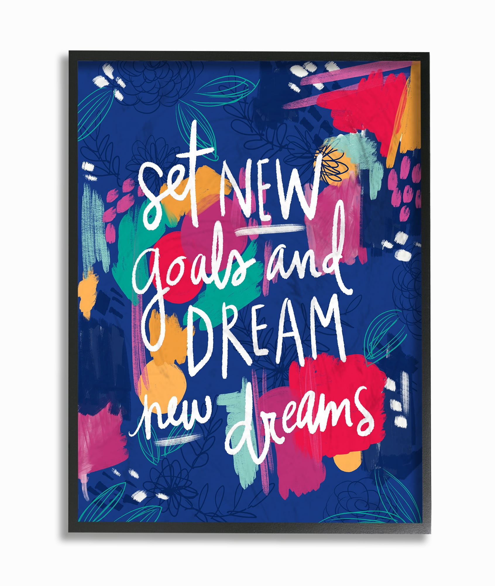 The Stupell Home Decor Collection New Goals Painted Inspirational Oversized Framed Giclee Texturized Art, 16 x 1.5 x 20