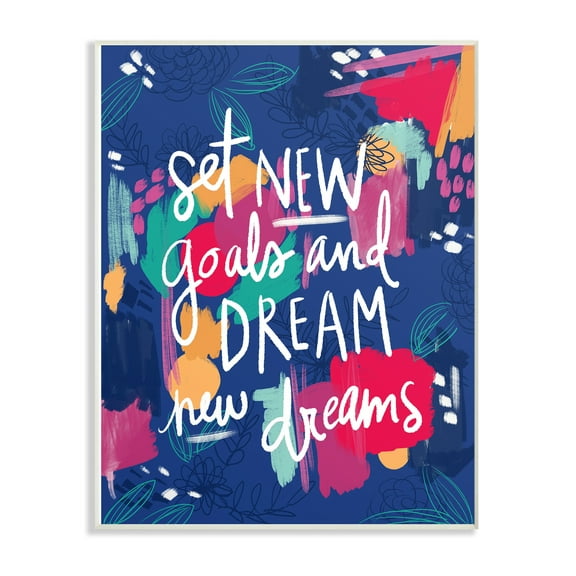 The Stupell Home Decor Collection New Goals Painted Inspirational Oversized Wall Plaque Art, 12.5 x 0.5 x 18.5