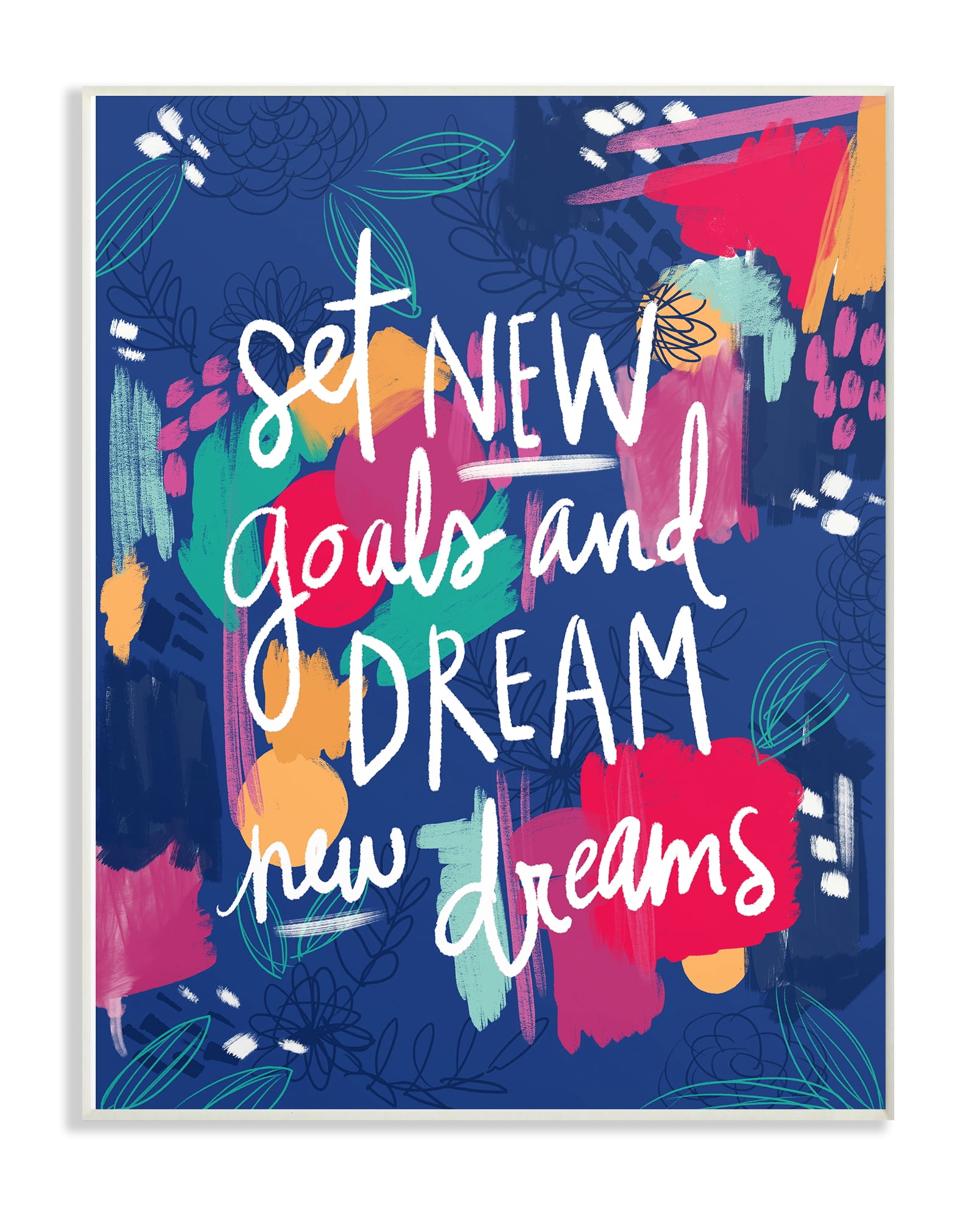 The Stupell Home Decor Collection New Goals Painted Inspirational Wall Plaque Art, 10 x 0.5 x 15