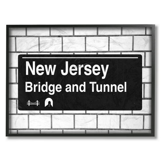 The Stupell Home Decor Collection New Jersey Bridge and Tunnel Sign Framed Giclee Texturized Art