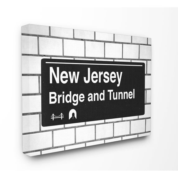 The Stupell Home Decor Collection New Jersey Bridge and Tunnel Sign Oversized Stretched Canvas Wall Art