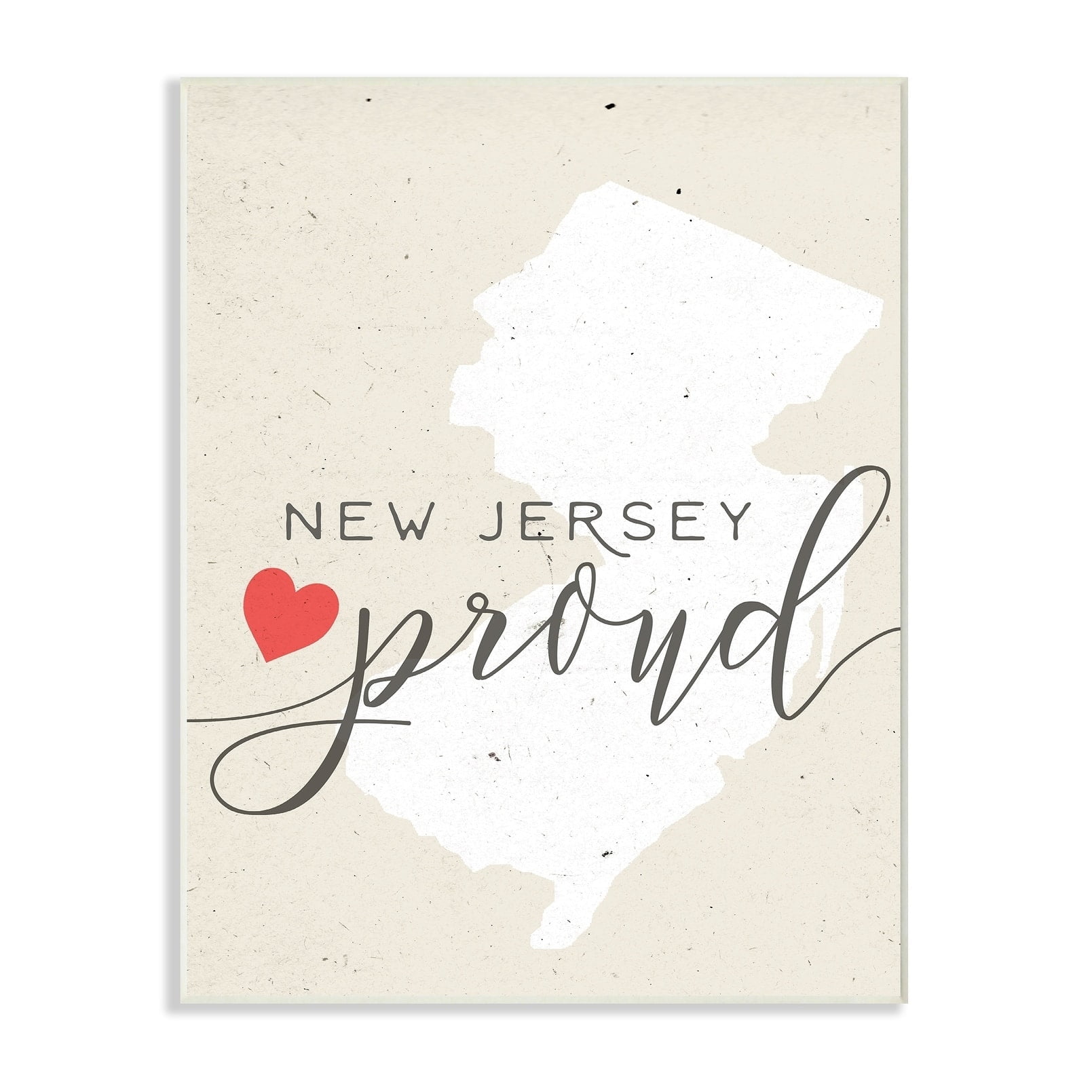 The Stupell Home Decor Collection New Jersey Proud with Heart Oversized Wall Plaque Art
