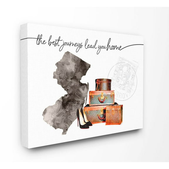 The Stupell Home Decor Collection New Jersey State The Best Journeys Lead You Home Fashion Shoes and Luggage Illustration Canvas Wall Art