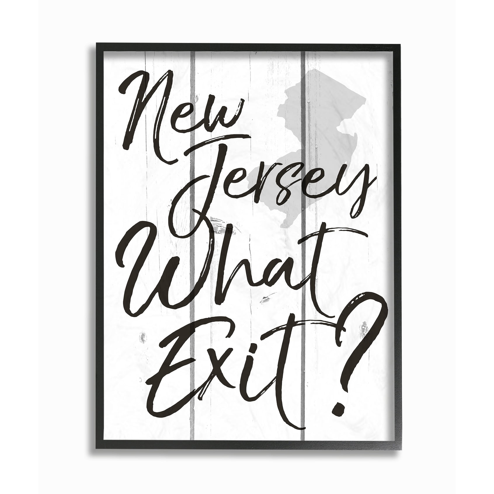 Stupell New Jersey What Exit Framed Giclee Texture Art 11 x 14