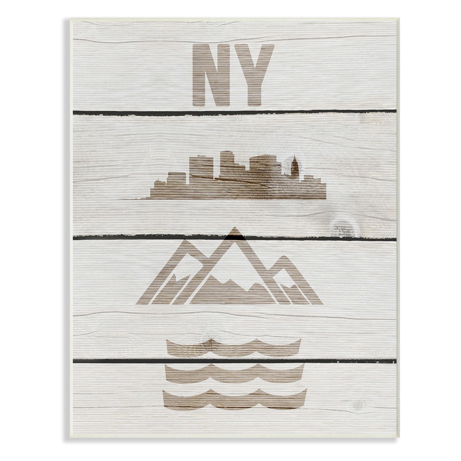 The Stupell Home Decor Collection New York City Symbols Distressed Wood Wall Plaque Art, 10 x 0.5 x 15