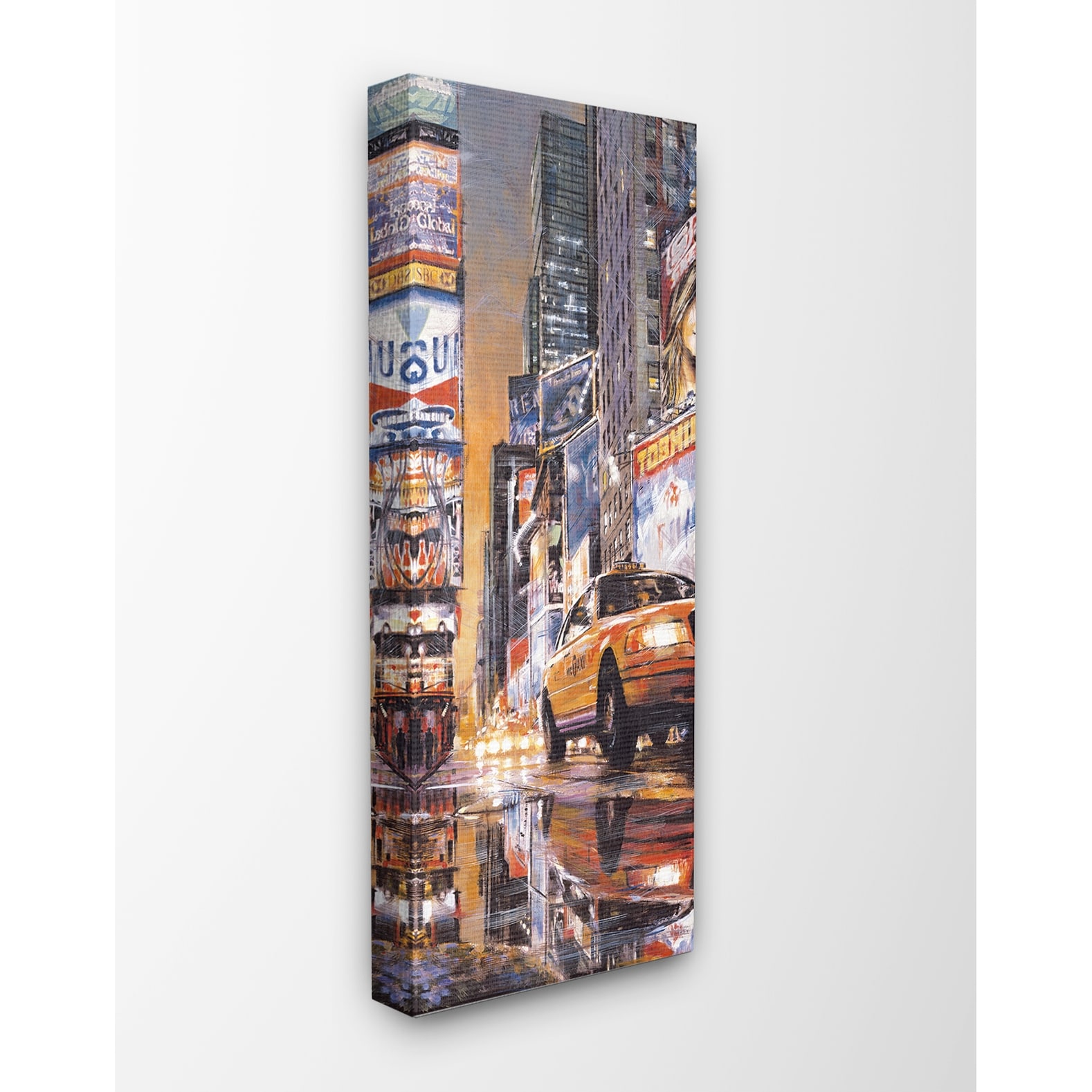 The Stupell Home Decor Collection New York City Times Square Night Scene Taxi Oversized Stretched Canvas Wall Art, 13 x 1.5 x 30