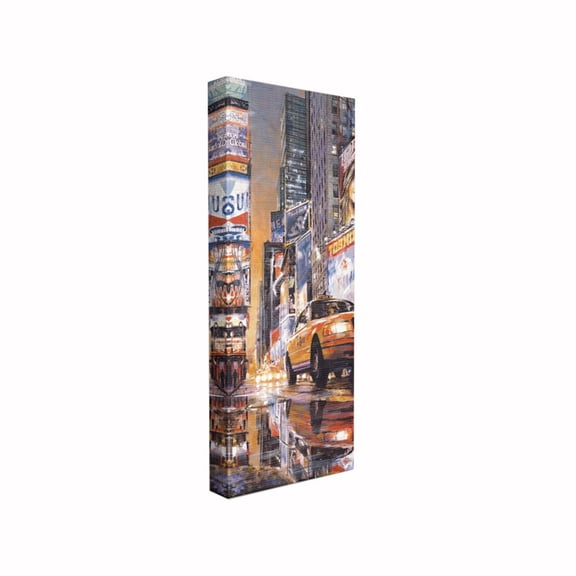 The Stupell Home Decor Collection New York City Times Square Night Scene Taxi Wall Plaque Art, 7 x 0.5 x 17