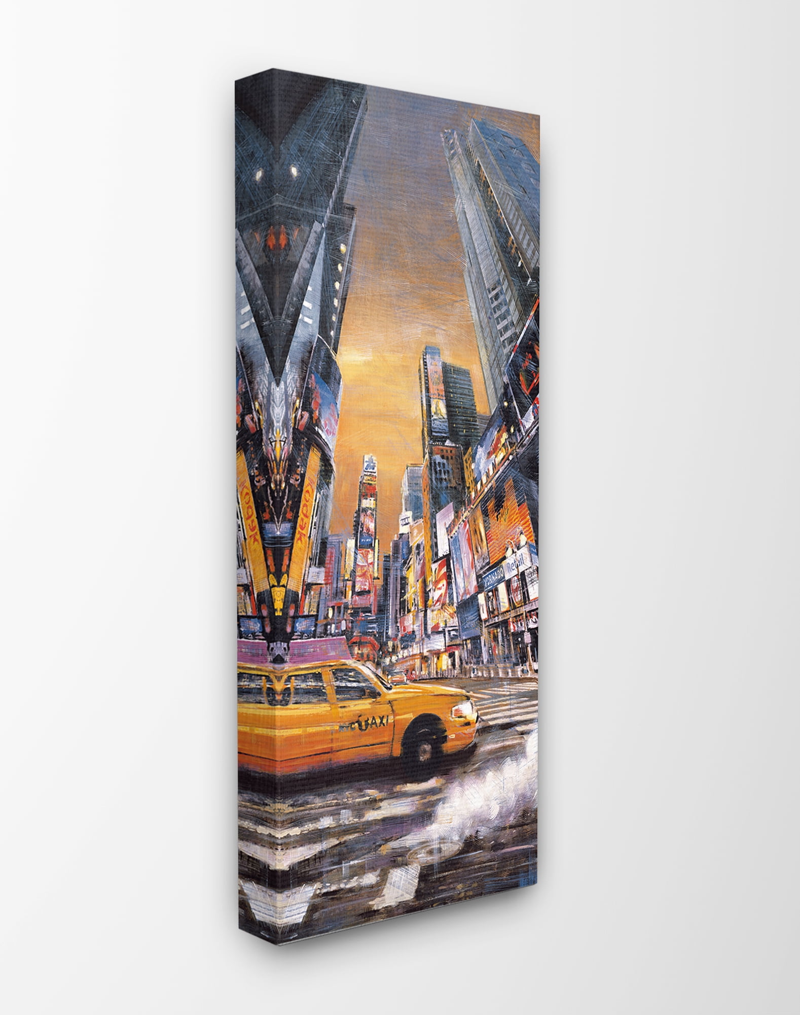 The Stupell Home Decor Collection New York City Times Square Sunset Night Scene Taxi Stretched Canvas Wall Art, 10 x 1.5 x 24